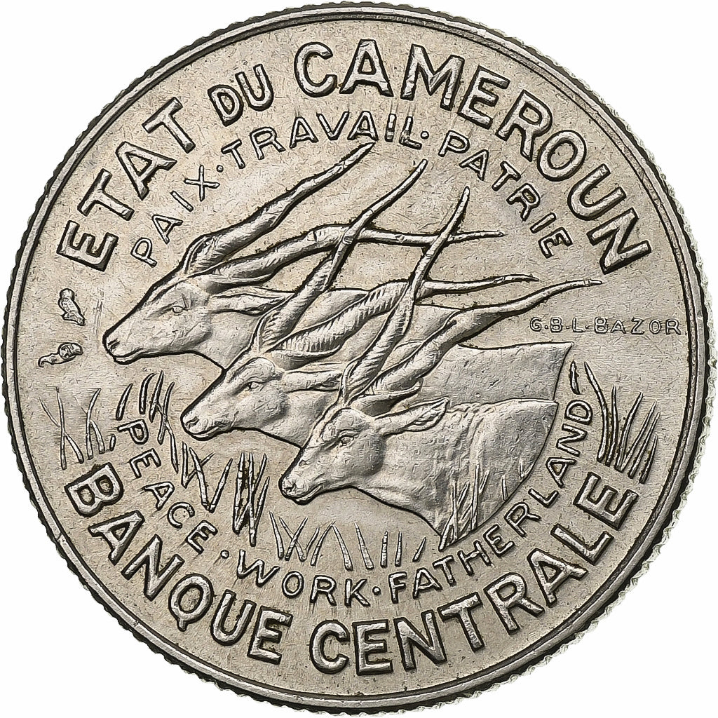 Kamerun, 100 Francs, 1966, Paris, Nikiel, AU(50-53), KM:14