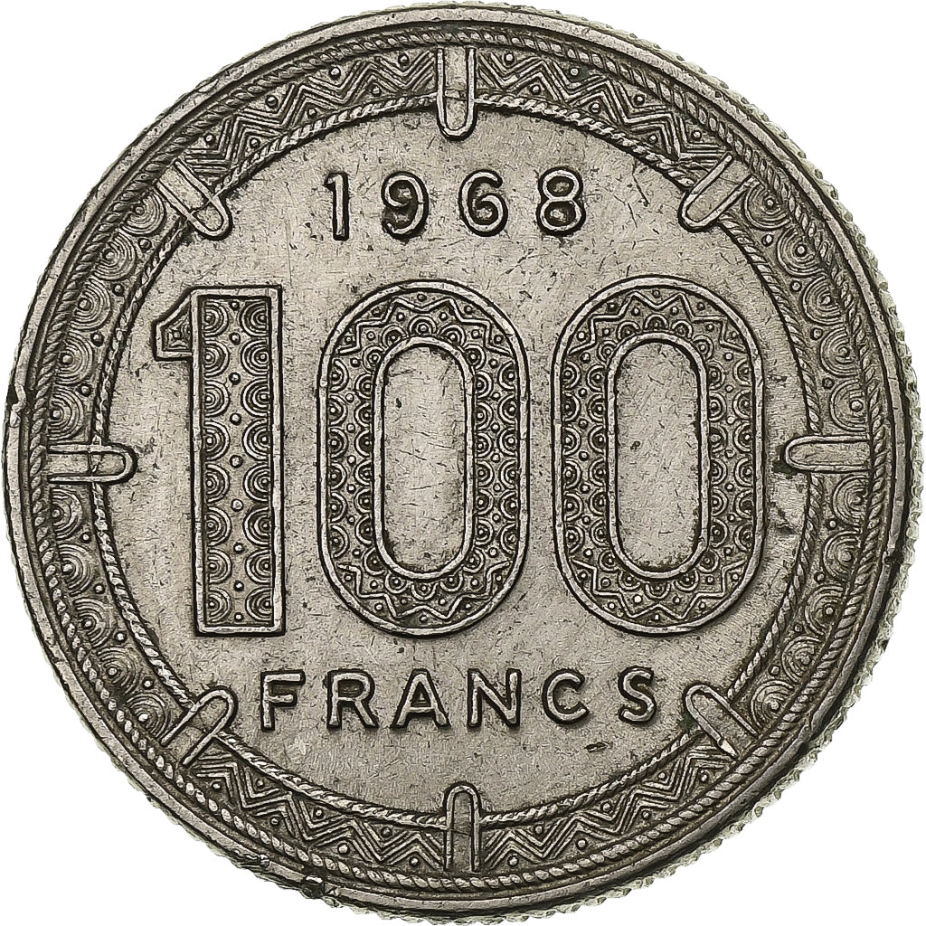 Cameroon, 100 Francs, 1968, Paris, Nickel, EF(40-45), KM:14
