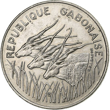 Gabon, 100 Francs, 1977, Paris, Nickel, AU(50-53), KM:13