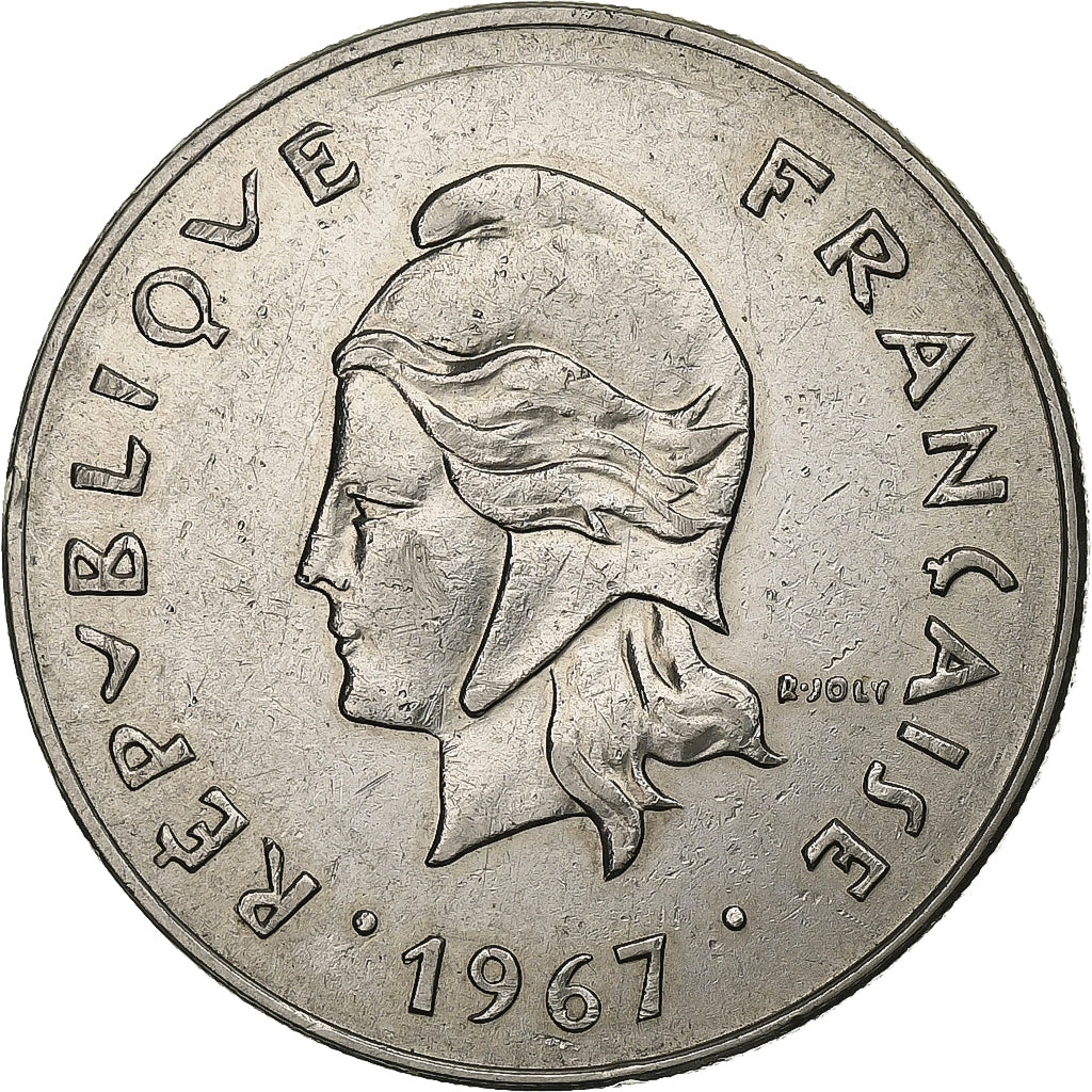 Nieuw -Caledonië, 50 Francs, 1967, Paris, Nickel, ZF+, Lecompte:120, KM:7