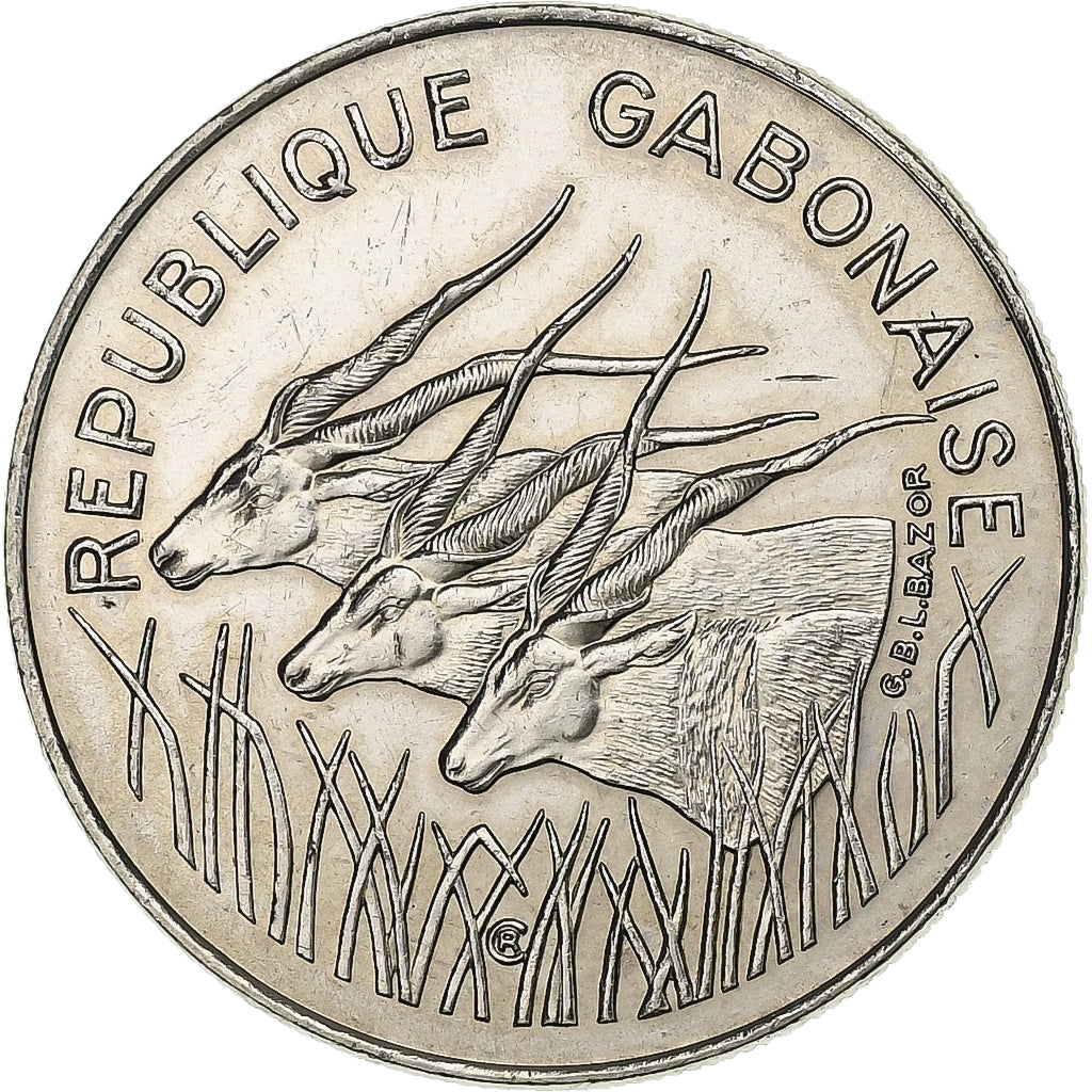 Gabon, 100 Francs, 1984, Paris, Nickel, AU(55-58), KM:13