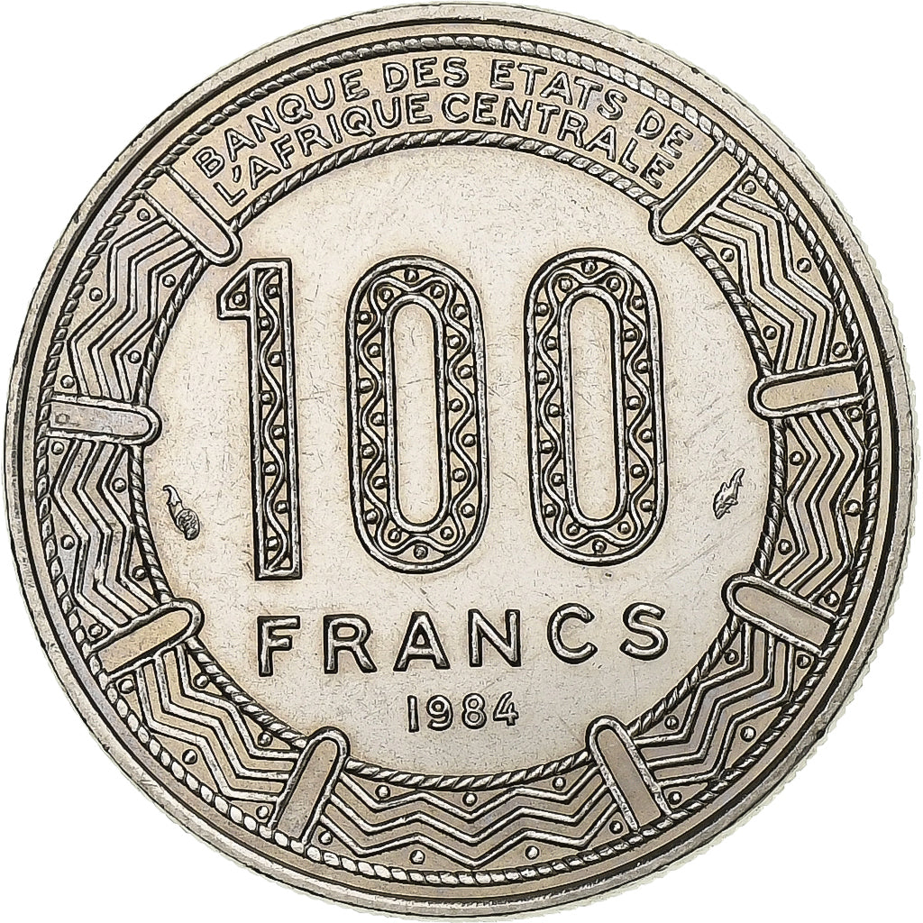 Gabon, 100 Francs, 1984, Paris, Nickel, AU(55-58), KM:13