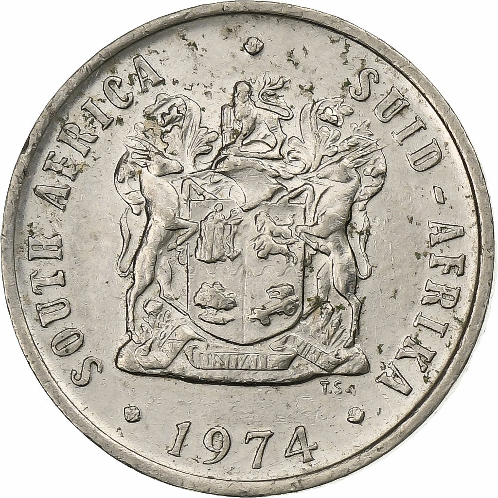 South Africa, 10 Cents, 1974, Nickel, EF(40-45), KM:85