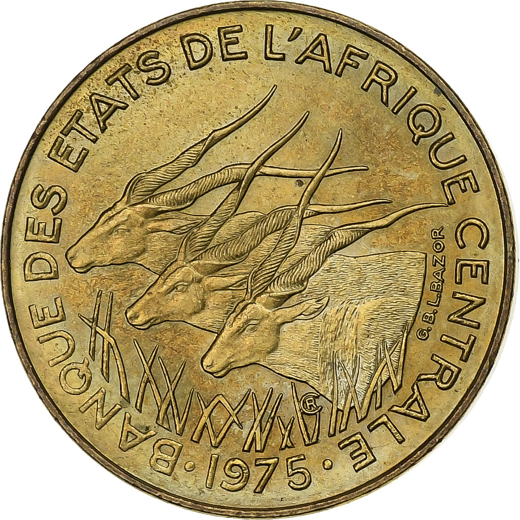 Zentralafrikanische Staaten, 5 Francs, 1975, Paris, Aluminum-Bronze, VZ, KM:7