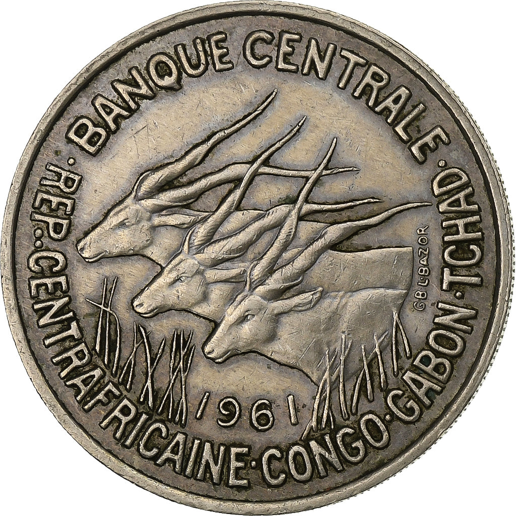 Stati dell’Africa equatoriale, 50 Francs, 1961, Paris, Rame-nichel, BB, KM:3