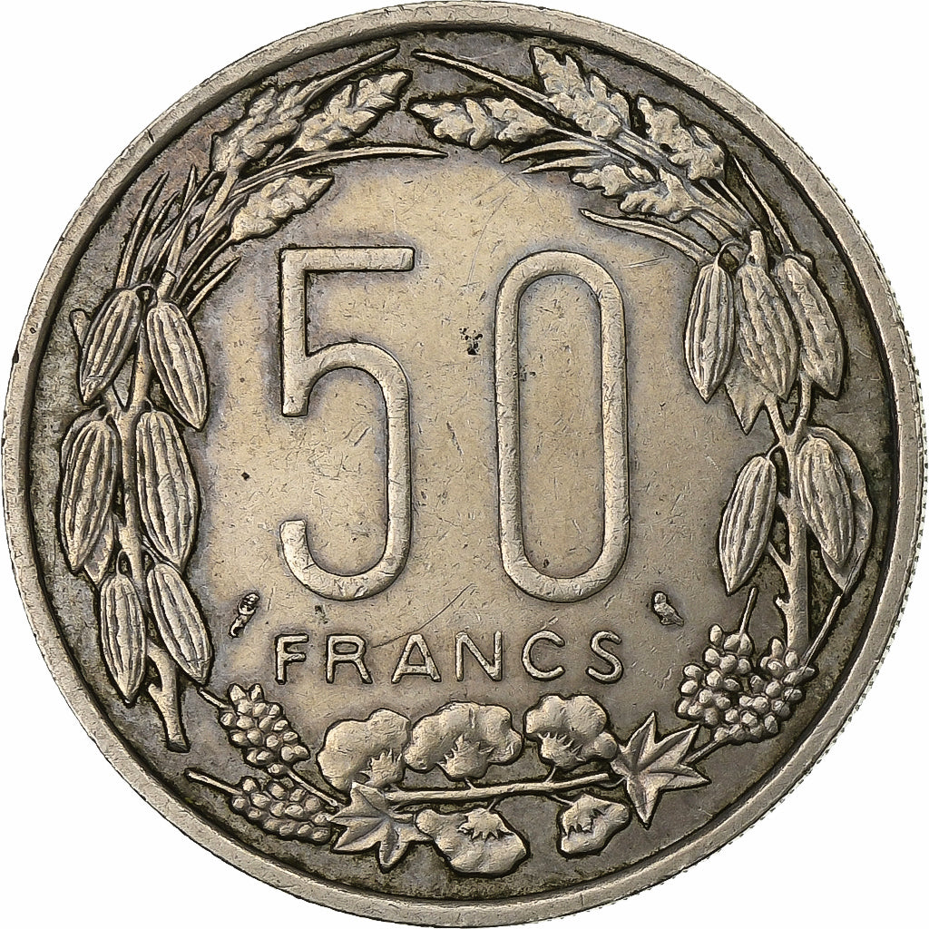 Stati dell’Africa equatoriale, 50 Francs, 1961, Paris, Rame-nichel, BB, KM:3