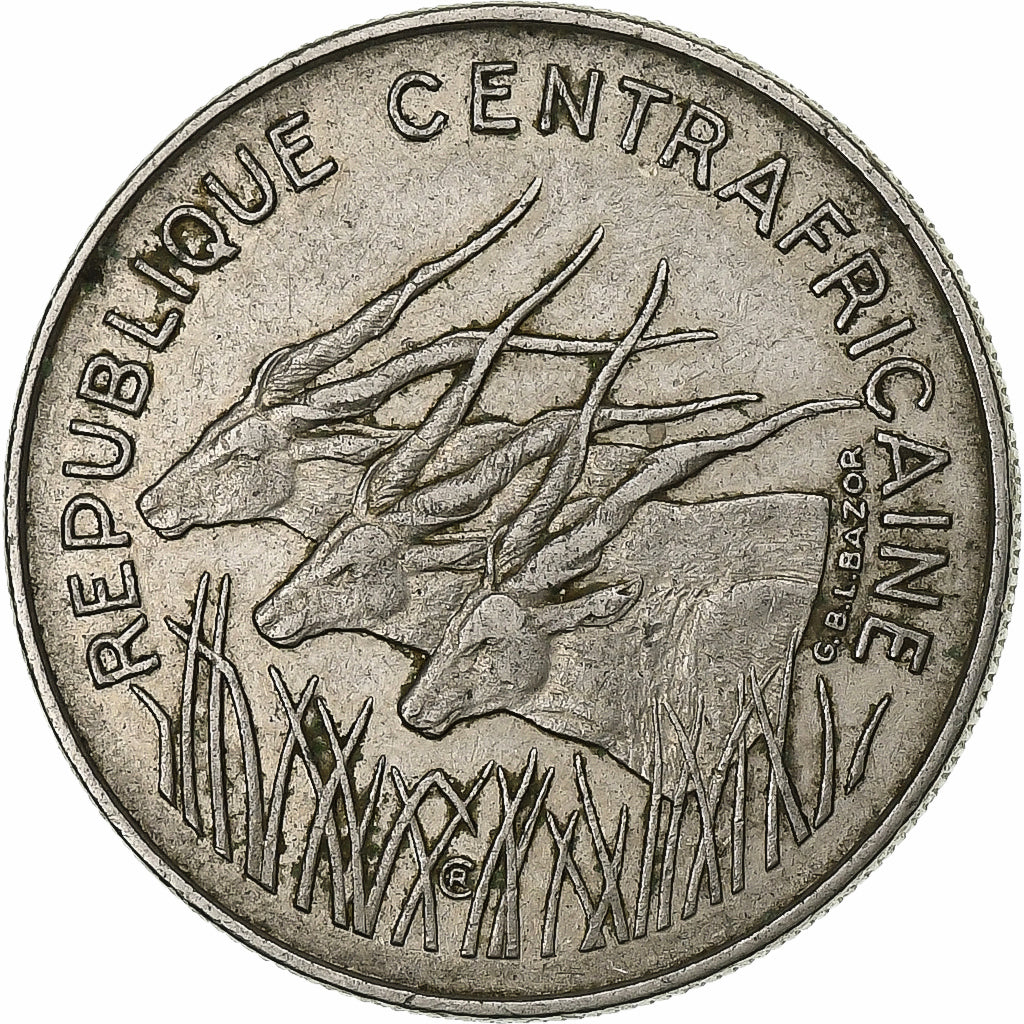 Central African Republic, 100 Francs, 1971, Nickel, EF(40-45), KM:6
