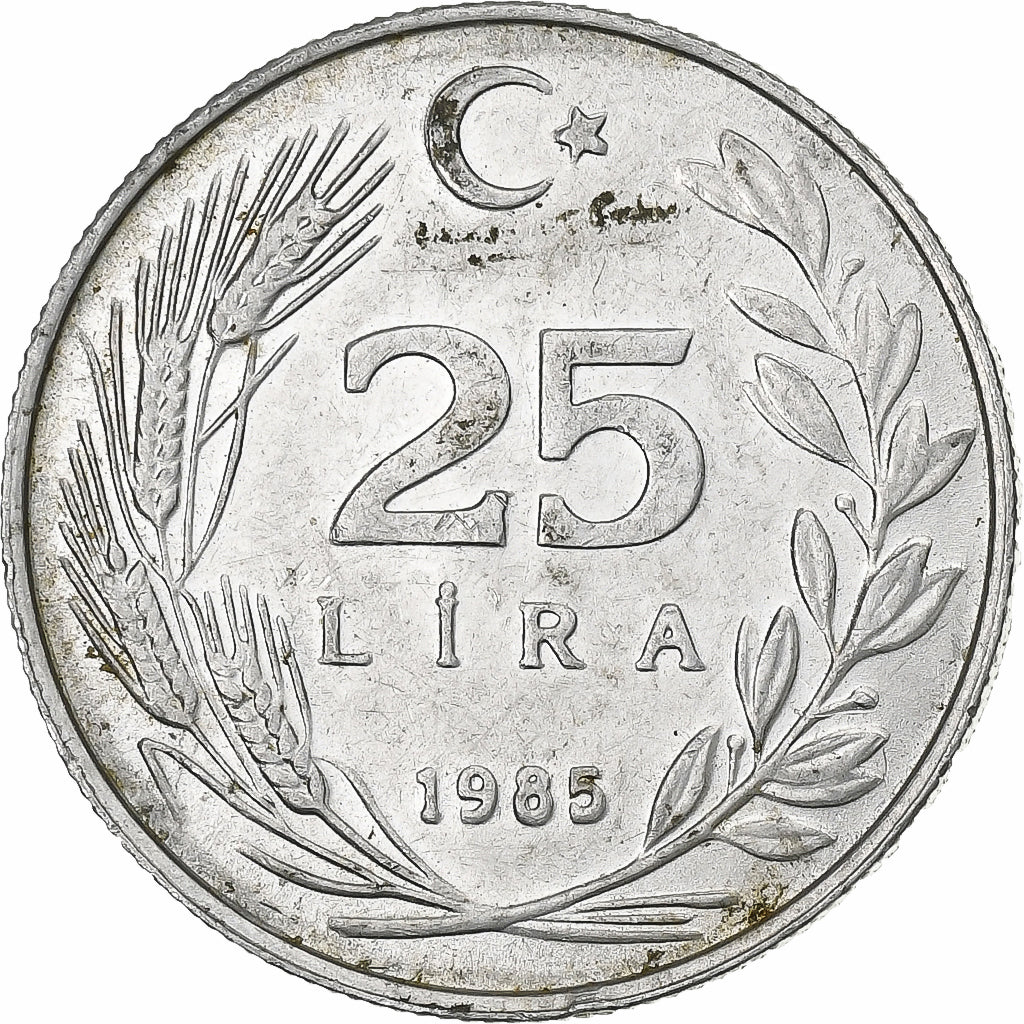 Turquia, 25 Lira, 1985, Alumínio, AU(50-53), KM:975