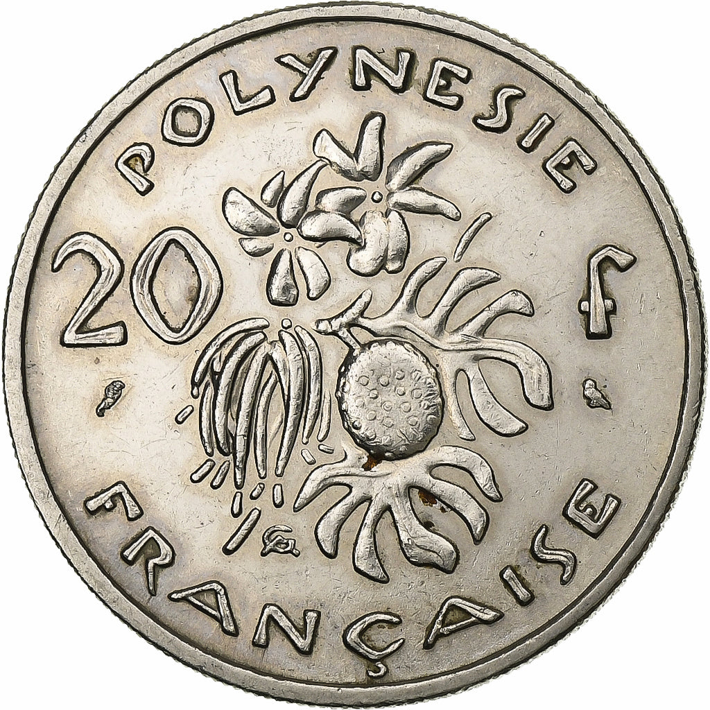 Frans Polynesië, 20 Francs, 1970, Paris, Nickel, ZF+, Lecompte:91, KM:6