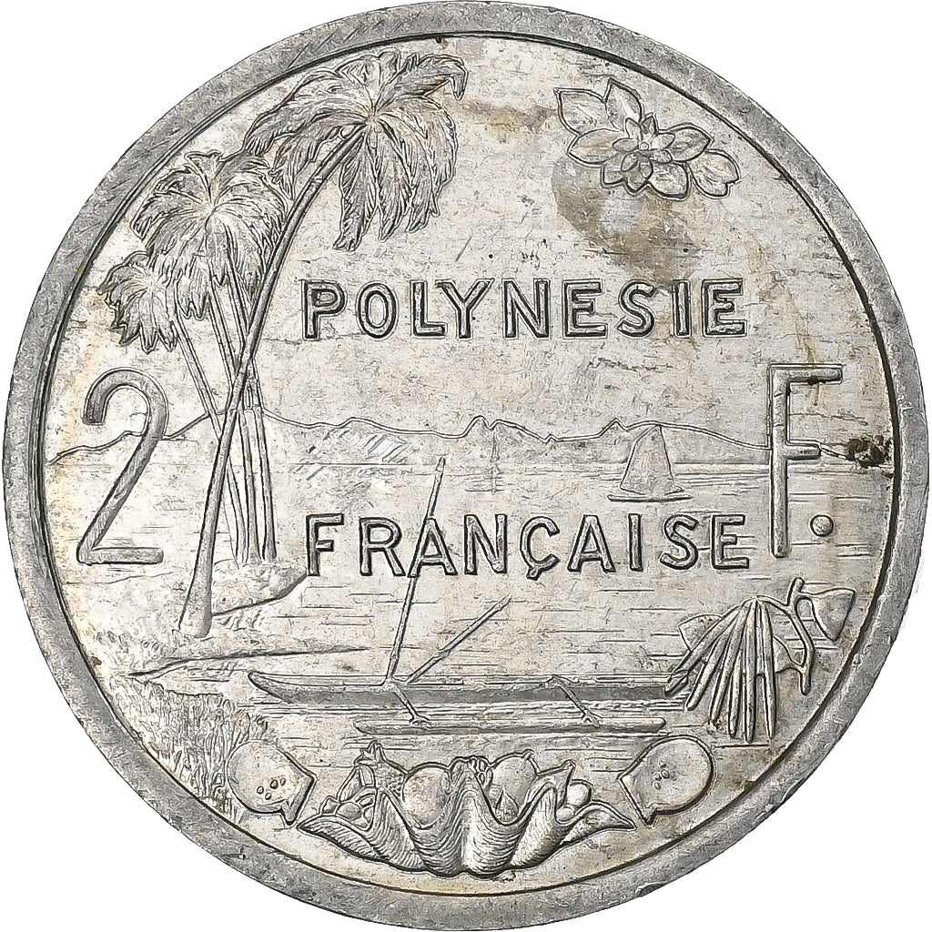 Polinezja Francuska, 2 Francs, 1987, Paris, Aluminium, EF(40-45), Lecompte:38