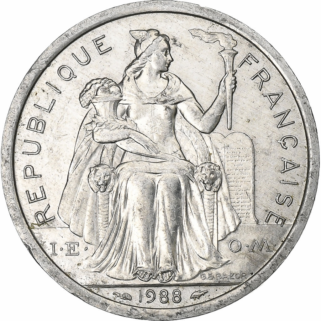 Polinezja Francuska, 2 Francs, 1988, Paris, Aluminium, AU(50-53), Lecompte:39