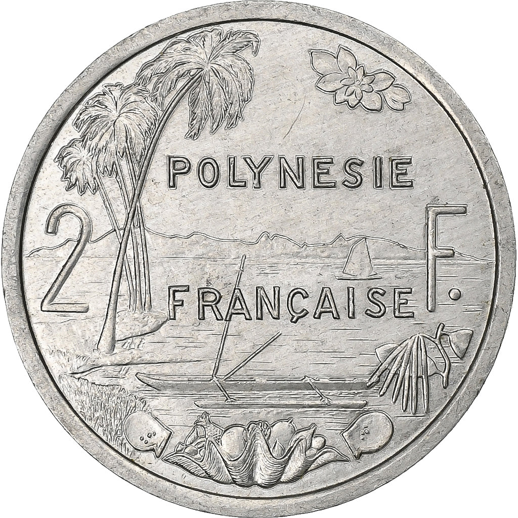 Polinezja Francuska, 2 Francs, 1990, Paris, Aluminium, AU(50-53), Lecompte:41