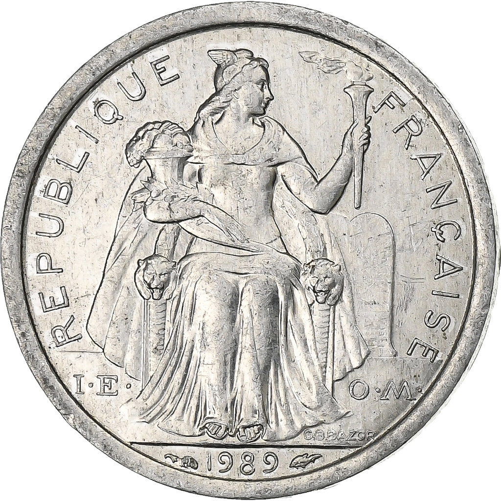 Nova Caledónia, Franc, 1989, Paris, Alumínio, AU(50-53), Lecompte:49, KM:10