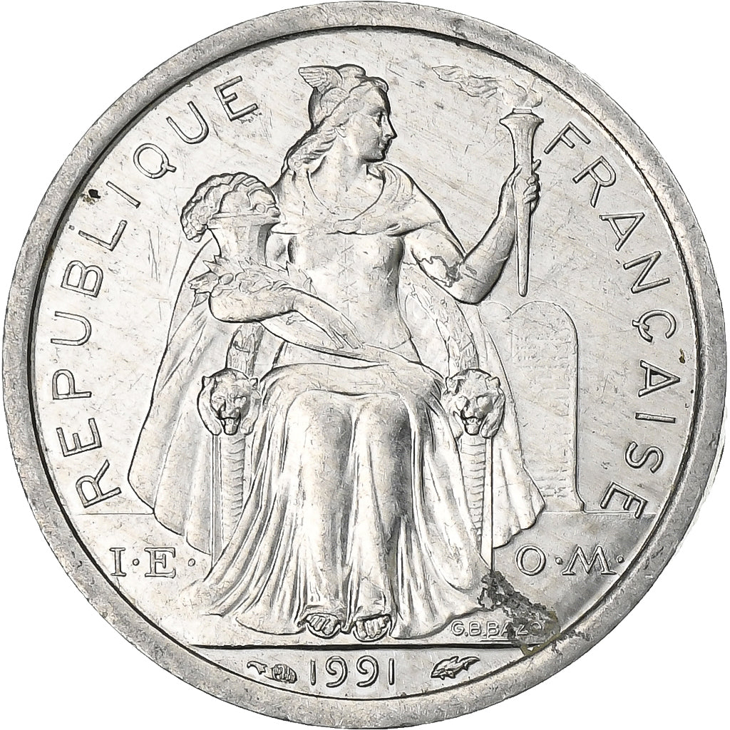 Polinezja Francuska, Franc, 1991, Paris, Aluminium, AU(55-58), Lecompte:18