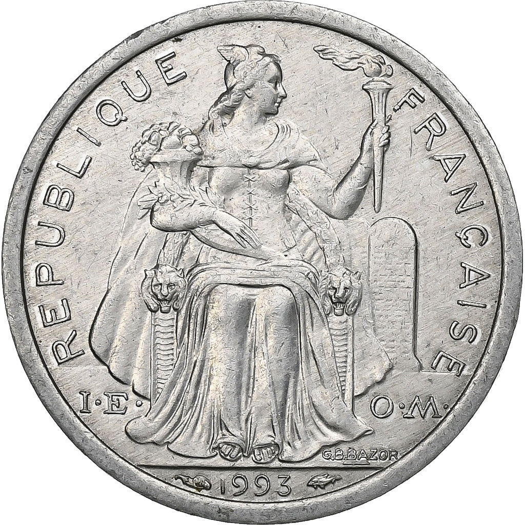 Polinezja Francuska, Franc, 1993, Paris, Aluminium, EF(40-45), Lecompte:20