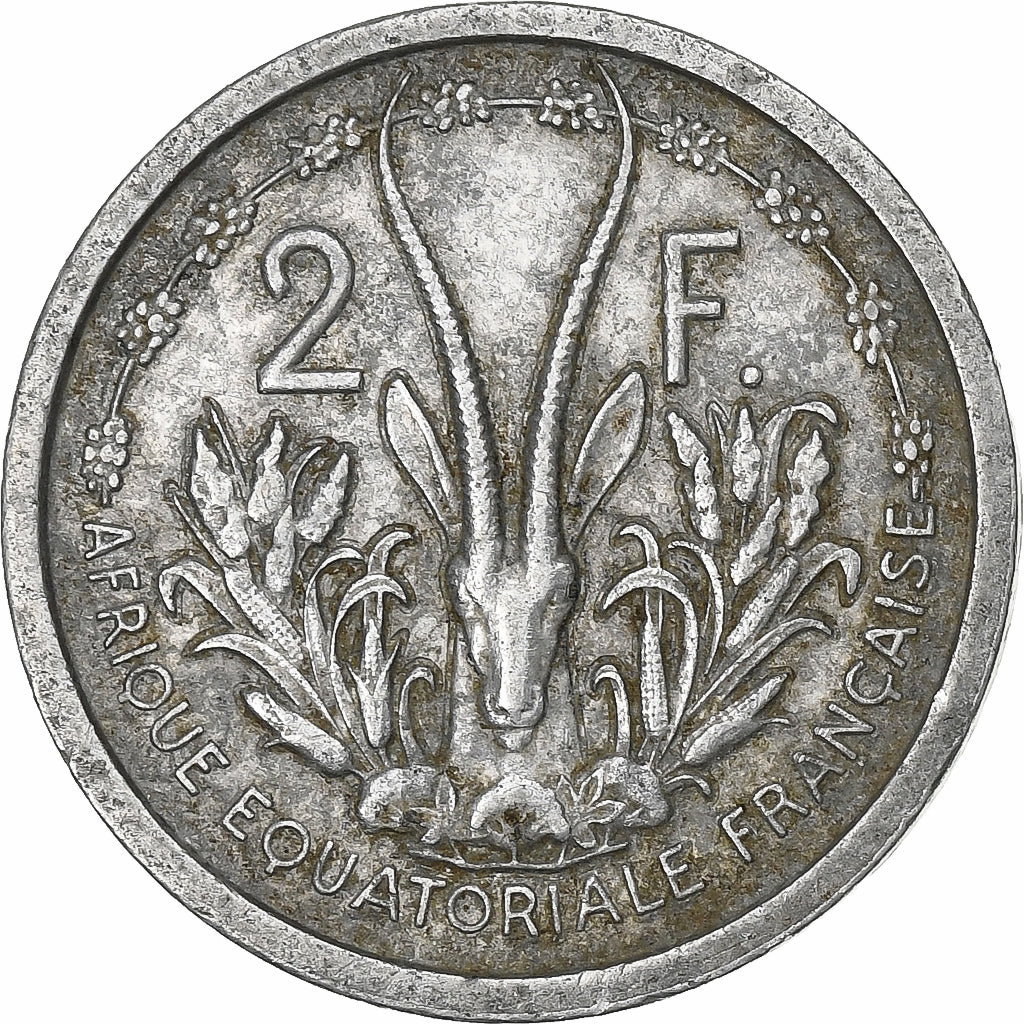 Africa equatoriale francese, 2 Francs, 1948, Paris, Alluminio, MB+, Lecompte:19
