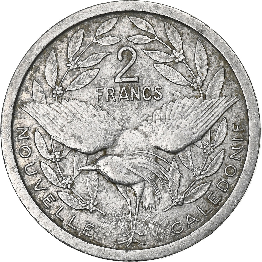 New Caledonia, 2 Francs, 1949, Paris, Aluminum, EF(40-45), Lecompte:55, KM:3
