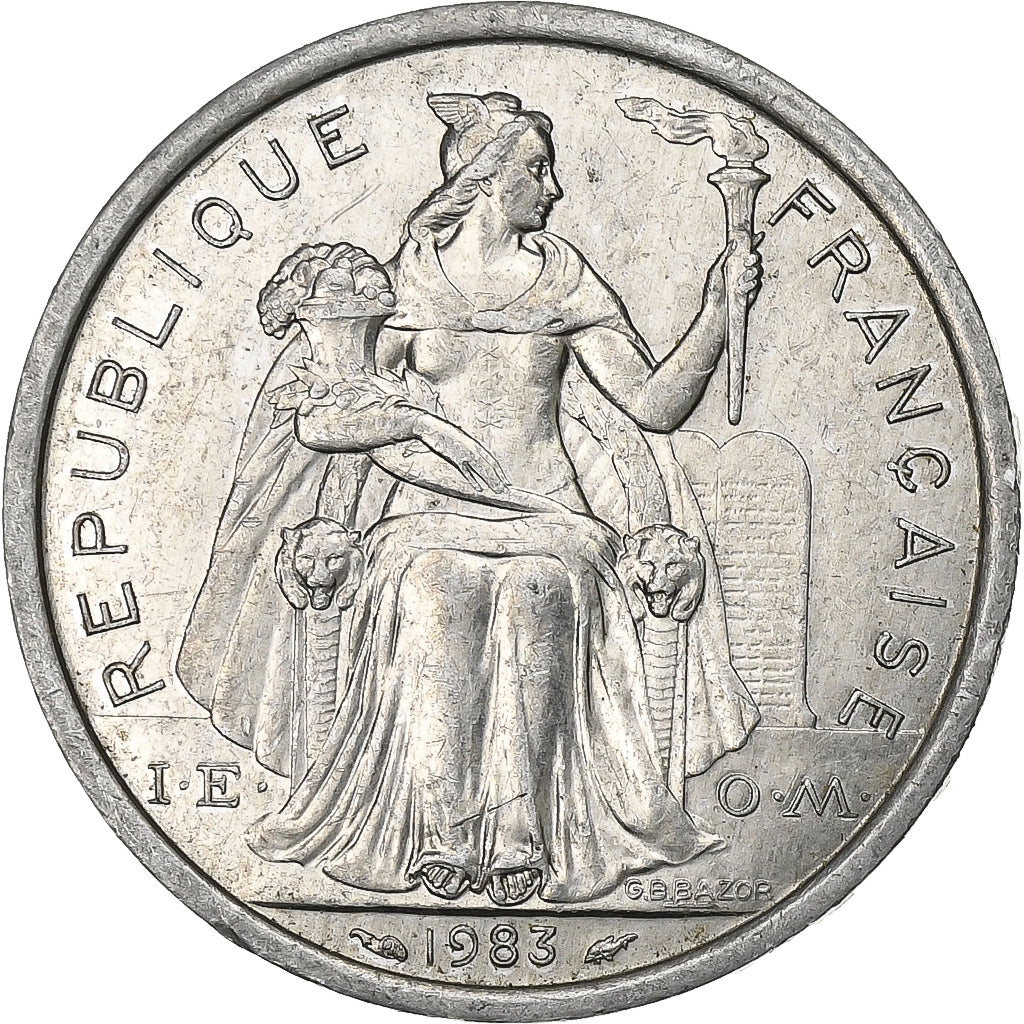 Nowa Kaledonia, 2 Francs, 1983, Paris, Aluminium, AU(50-53), Lecompte:63, KM:14