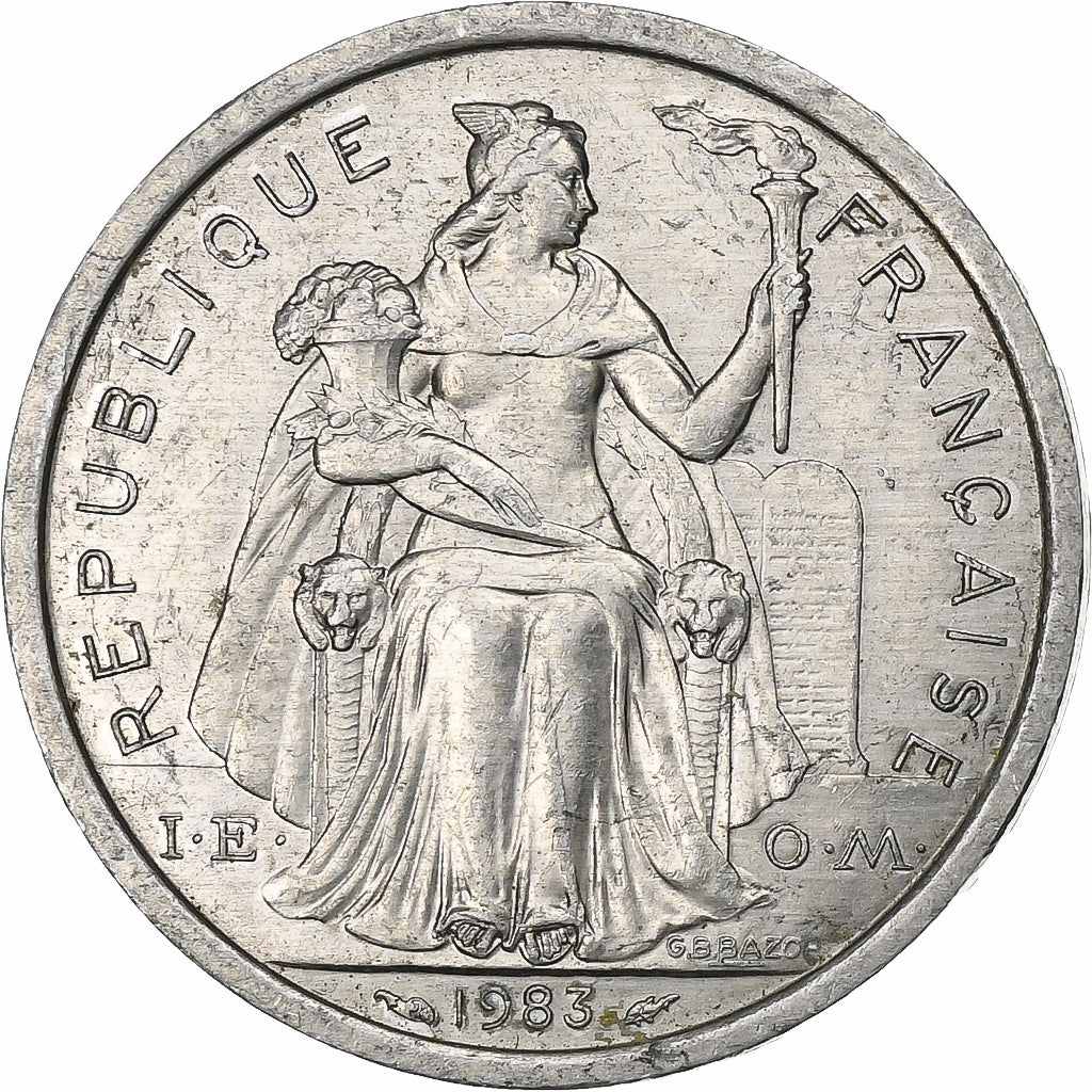 Nieuw -Caledonië, 2 Francs, 1983, Paris, Aluminium, ZF, Lecompte:63, KM:14