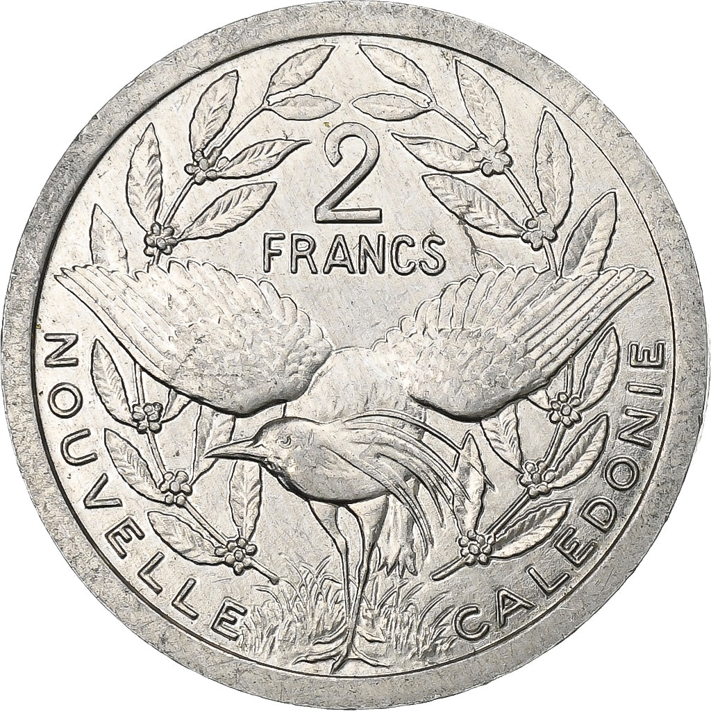 New Caledonia, 2 Francs, 1989, Paris, Aluminum, EF(40-45), Lecompte:65, KM:14