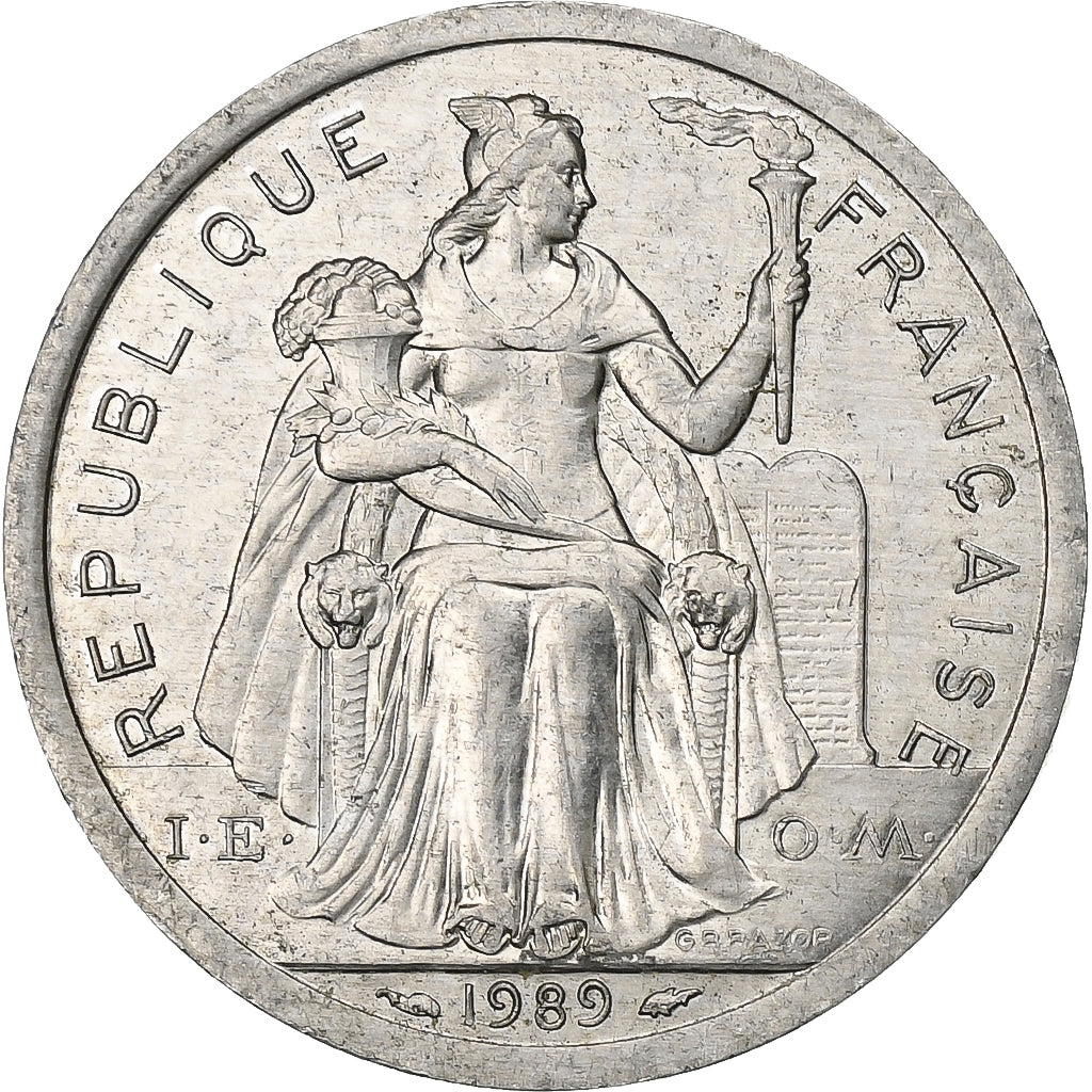 Nouvelle-Calédonie, 2 Francs, 1989, Paris, Aluminium, TTB+, Lecompte:65, KM:14