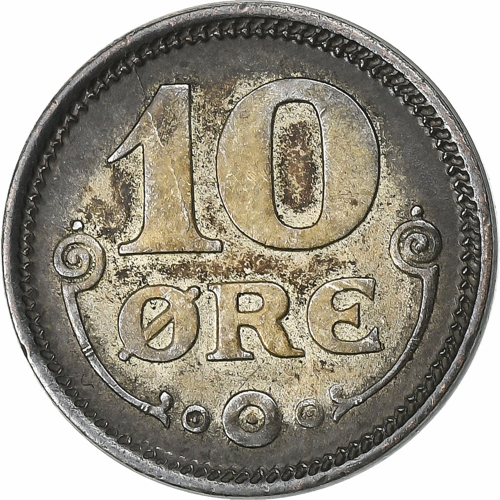 Denemarken, Christian X, 10 Öre, 1918, Copenhagen, Zilver, ZF, KM:818.1