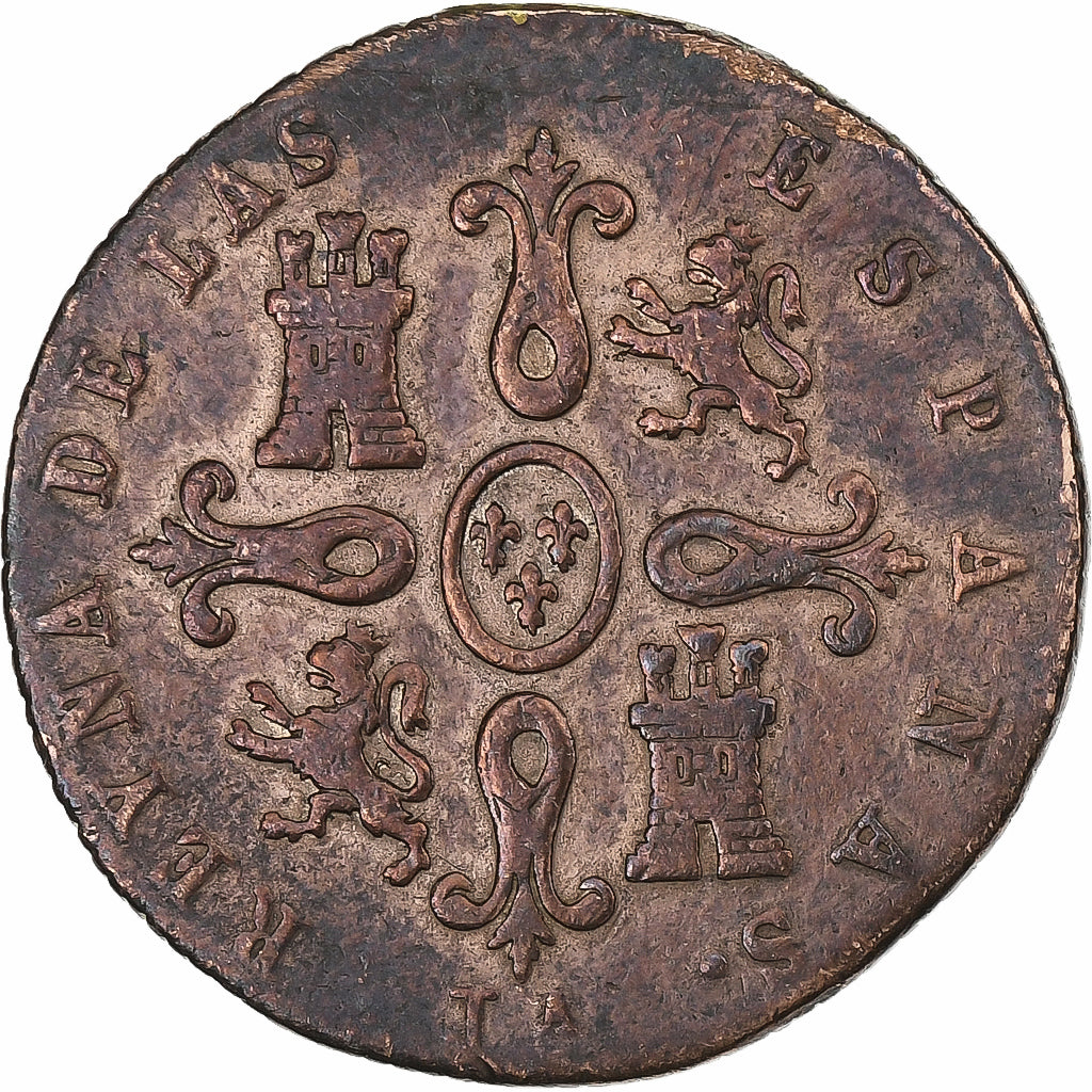 Spanje, Isabel II, 4 maravedis, 1849, Jubia, Koper, FR+, KM:530.2