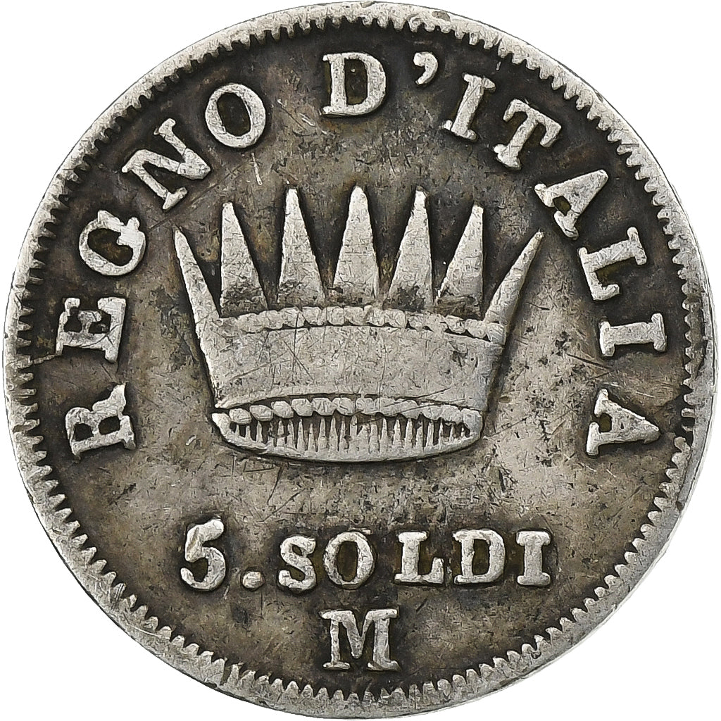 STATI ITALIANI, KINGDOM OF NAPOLEON, Napoleon I, 5 Soldi, 1813, Milan, Argento