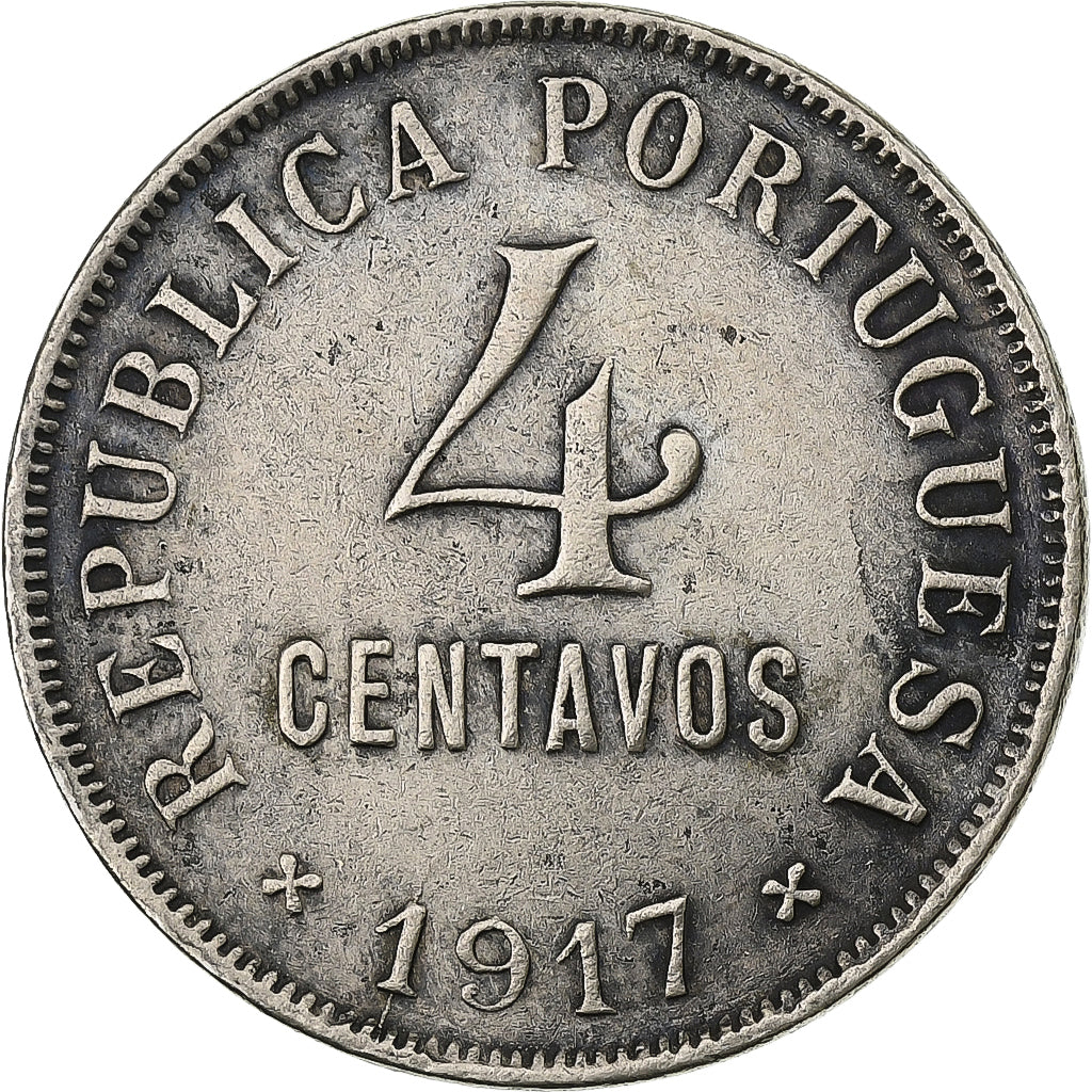 Portugal, 4 Centavos, 1917, Copper-nickel, EF(40-45), KM:566