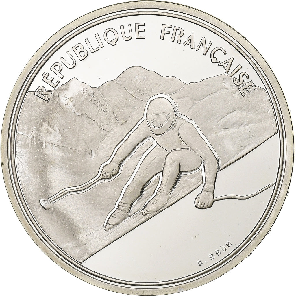 France, 100 Francs, 1992 Olympics, Albertville, Alpine Skiing, 1989, Paris