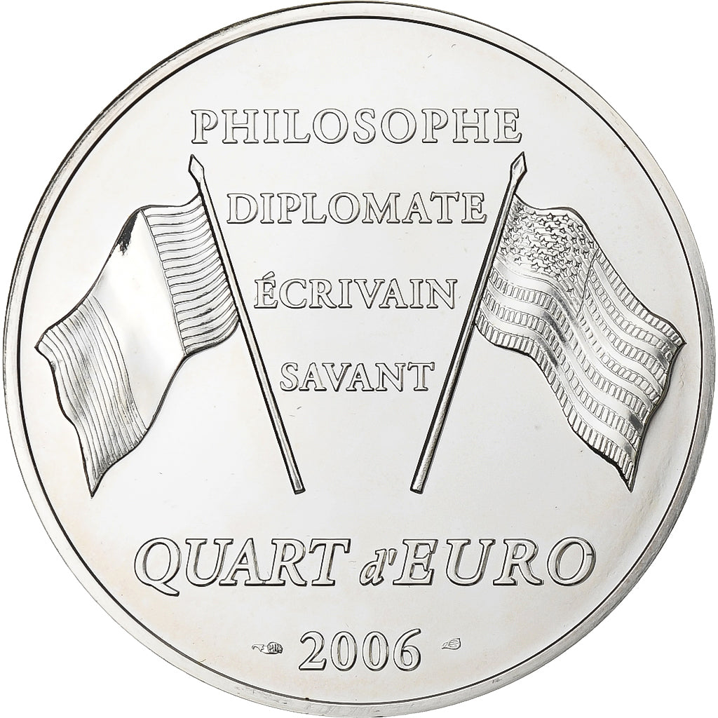 France, 1/4 Euro, Benjamin Franklin, 2006, Paris, Argent, FDC, KM:1442