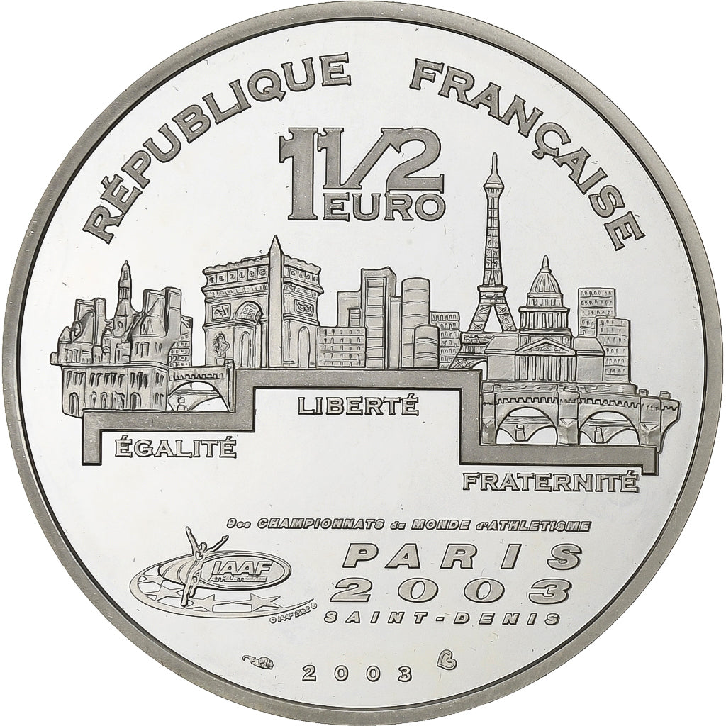 France, 1-1/2 Euro, Athlétisme, Lancer, 2003, Paris, Argent, FDC, KM:1843
