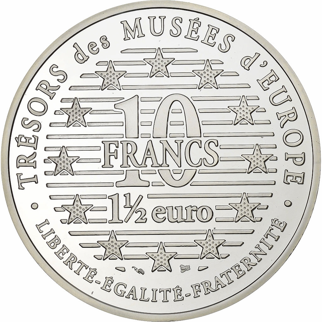 France, 10 Francs-1.5 Euro, le penseur de Rodin, 1996, Paris, Silver, MS(65-70)