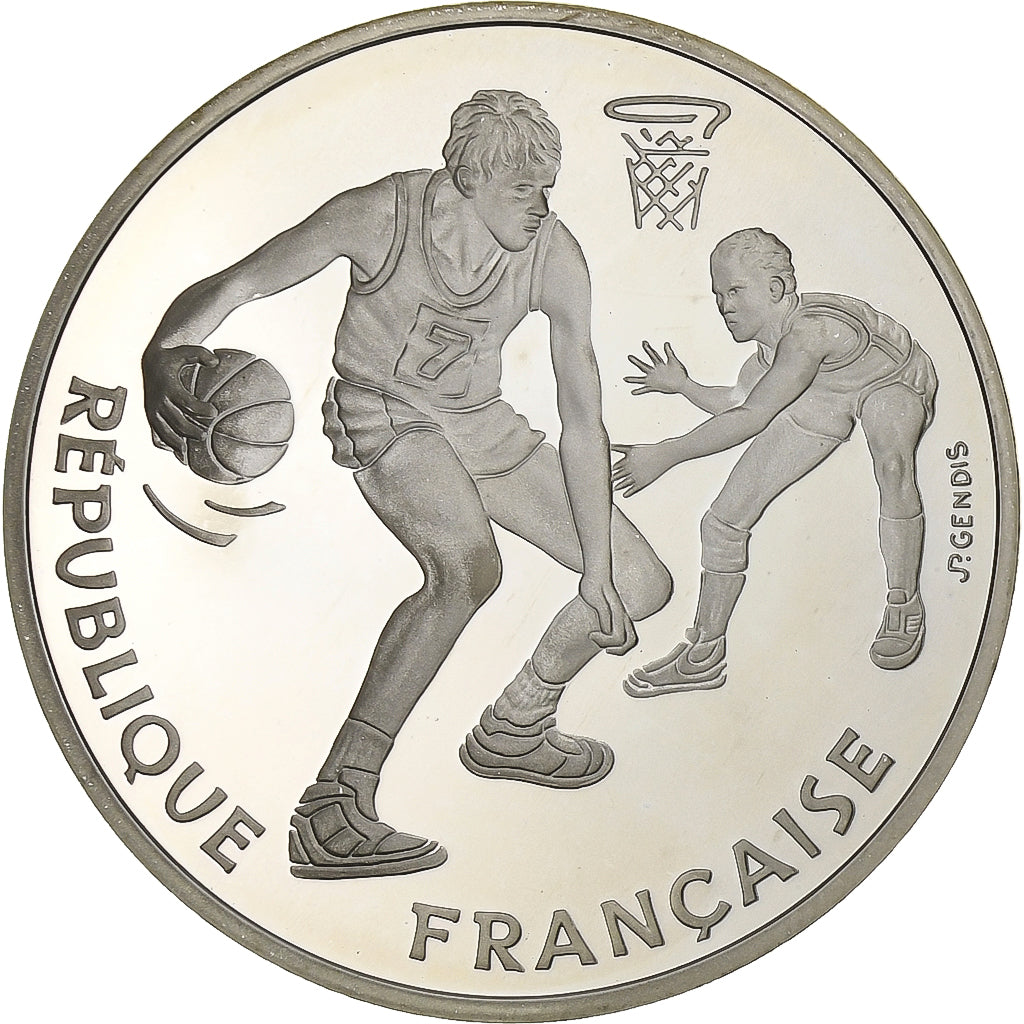 France, 100 Francs, FIBA, basket-ball, 1991, Paris, Silver, MS(65-70), KM:991