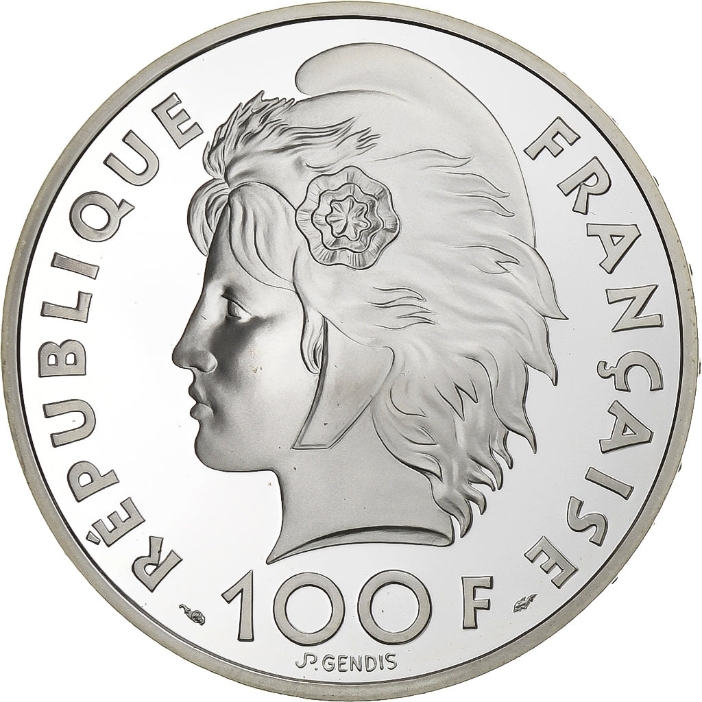 Francia, 100 Francs-15 Ecus, Jeux méditerranéens, foot, 1993, Paris, Plata