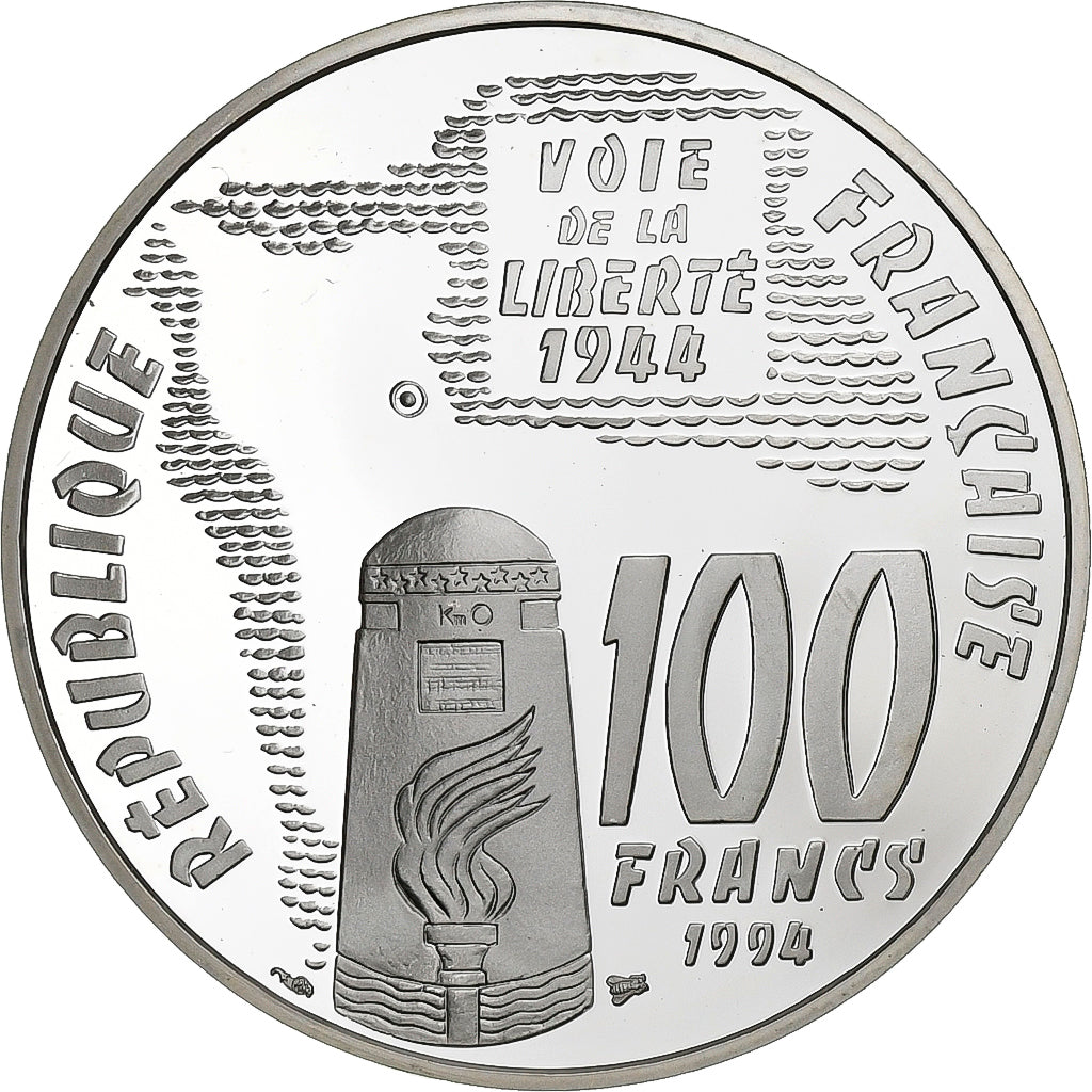 France, 100 Francs, Libération - Sainte-Mère-Église, 1994, Paris, Silver
