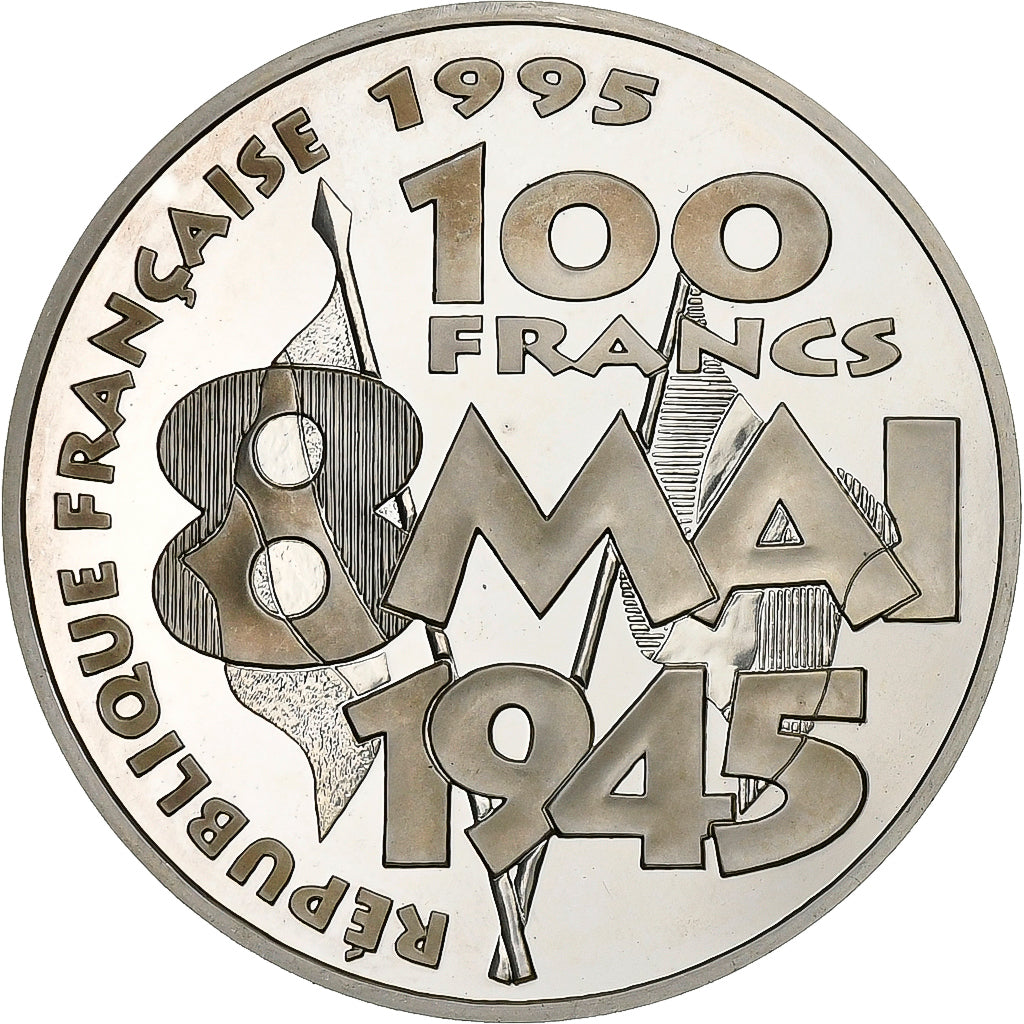 Francia, 100 Francs, 8 mai 1945, 1995, Paris, Plata, FDC, KM:1116.2