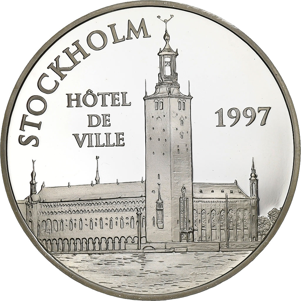 France, 100 Francs-15 Euro, Hôtel de Ville, Stockholm, 1997, Paris, Argent