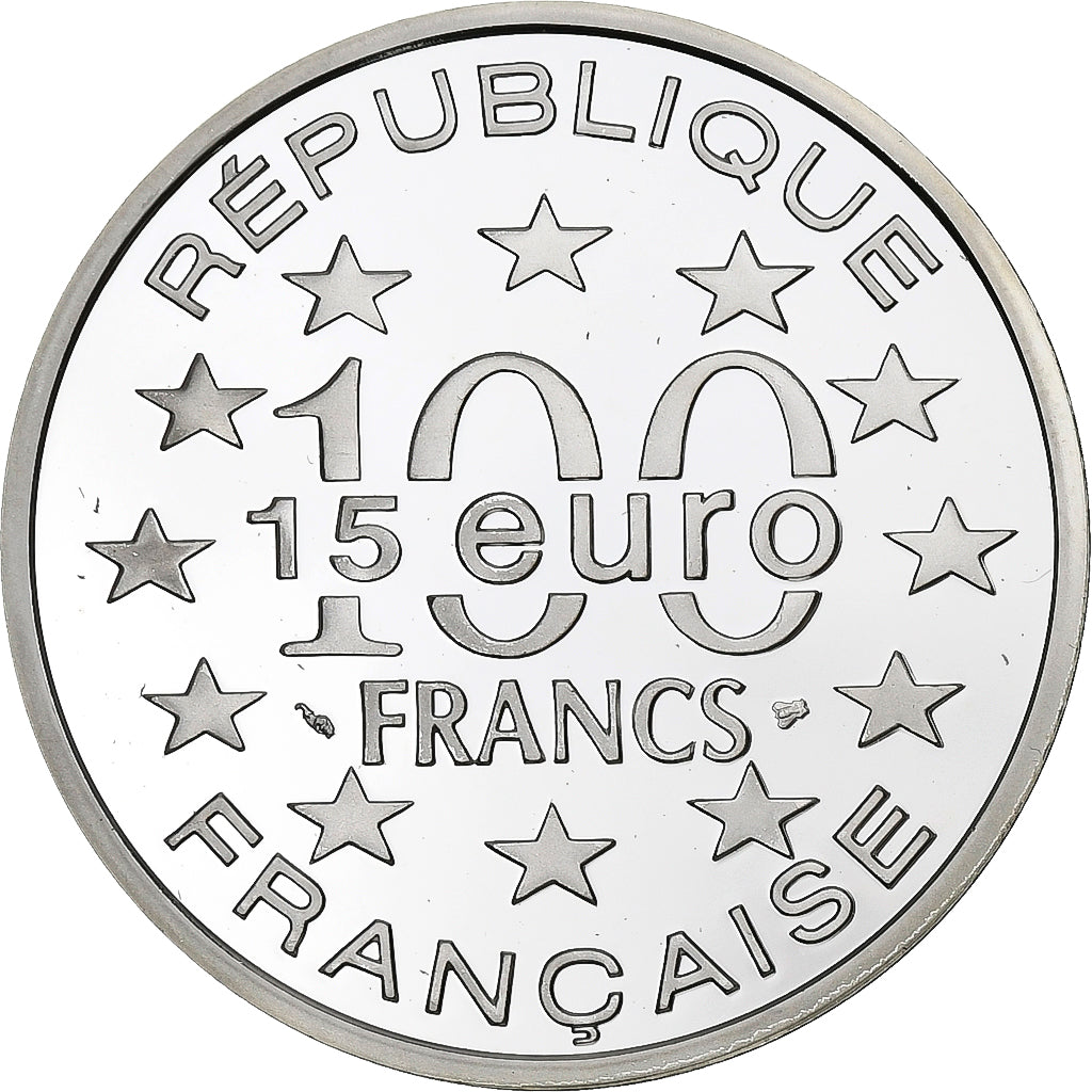 France, 100 Francs-15 Euro, Hôtel de Ville, Stockholm, 1997, Paris, Argent