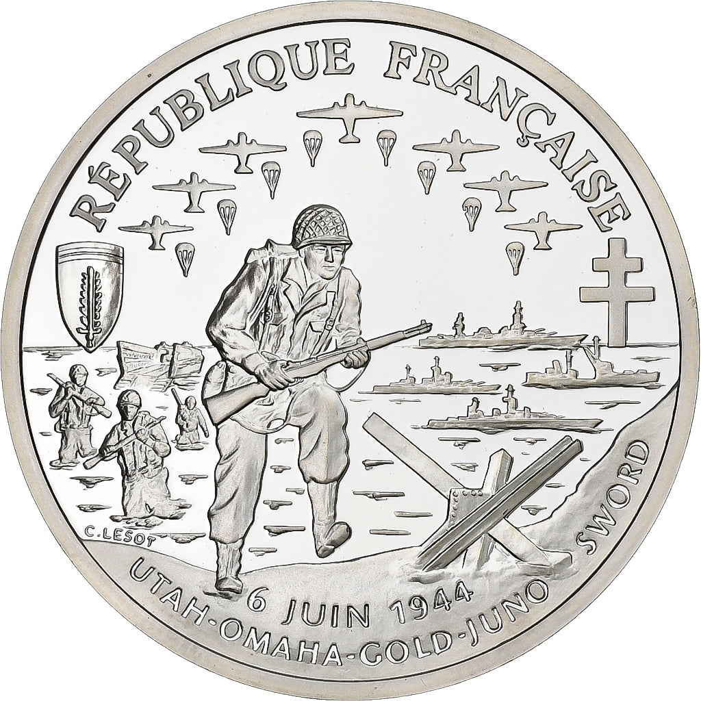 Francia, Franc, 60th Anniversary, 6 June 1944, 1993, Paris, Plata, FDC, KM:1014