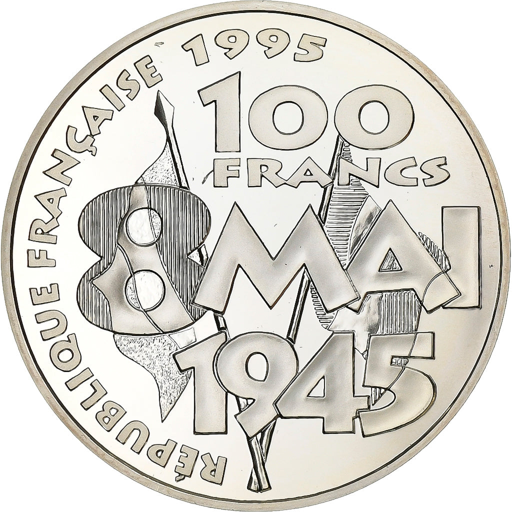 Francia, 100 Francs, 8 mai 1945, 1995, Paris, Plata, FDC, KM:1116.2