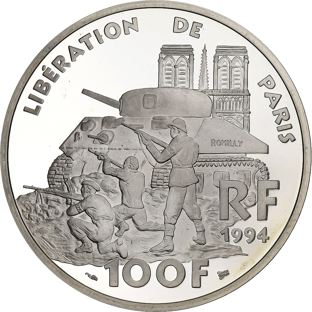 Francja, 100 Francs, Libération de Paris, 1994, Paris, Srebro, MS(65-70)