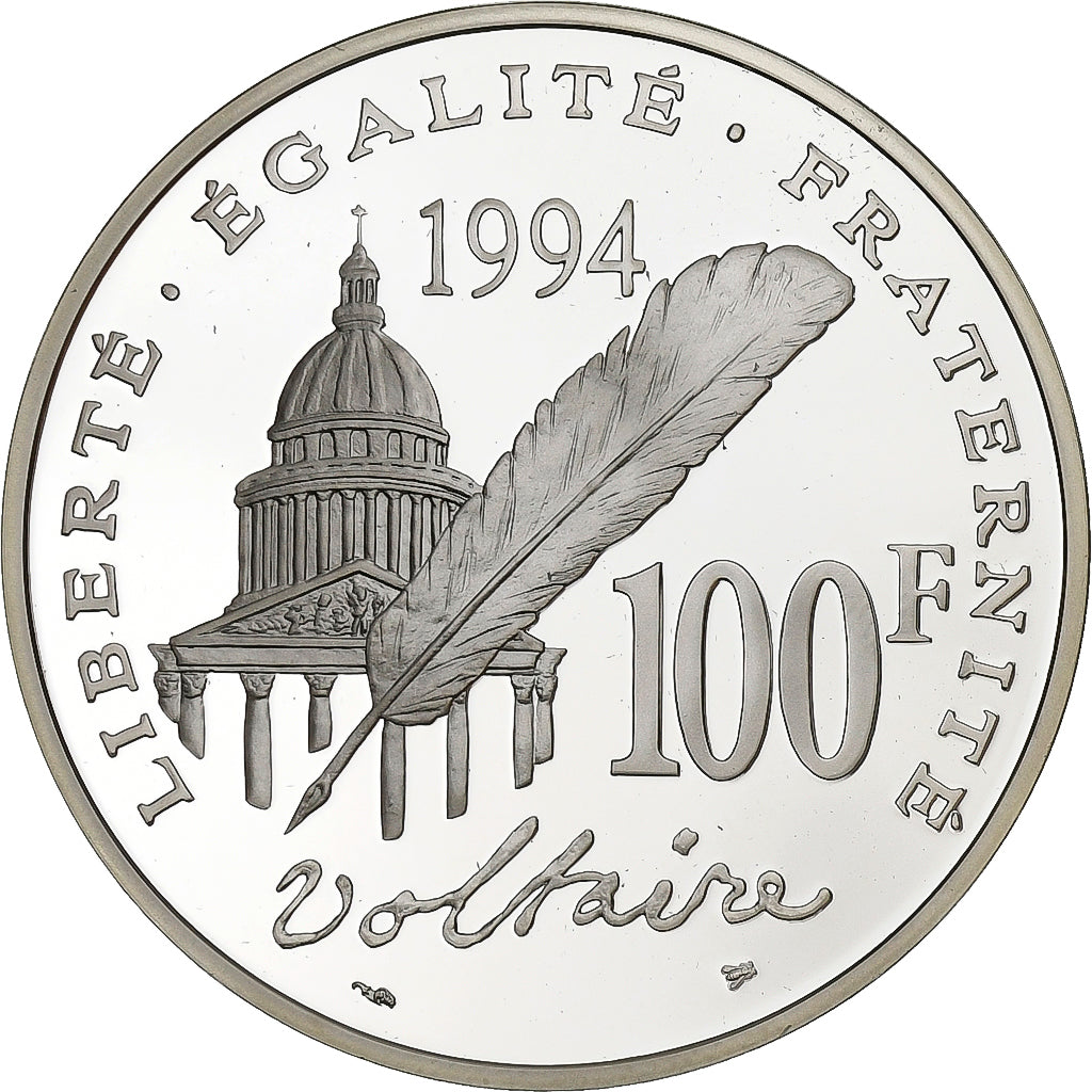 Francia, 100 Francs, Voltaire, 1994, Paris, Argento, FDC, KM:1182