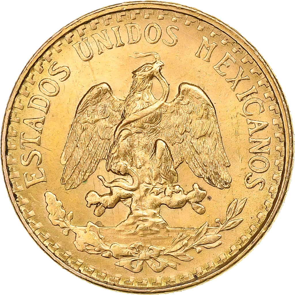 Mexico, 2 Pesos, 1945, Mexico City, Gold, AU(55-58), KM:461