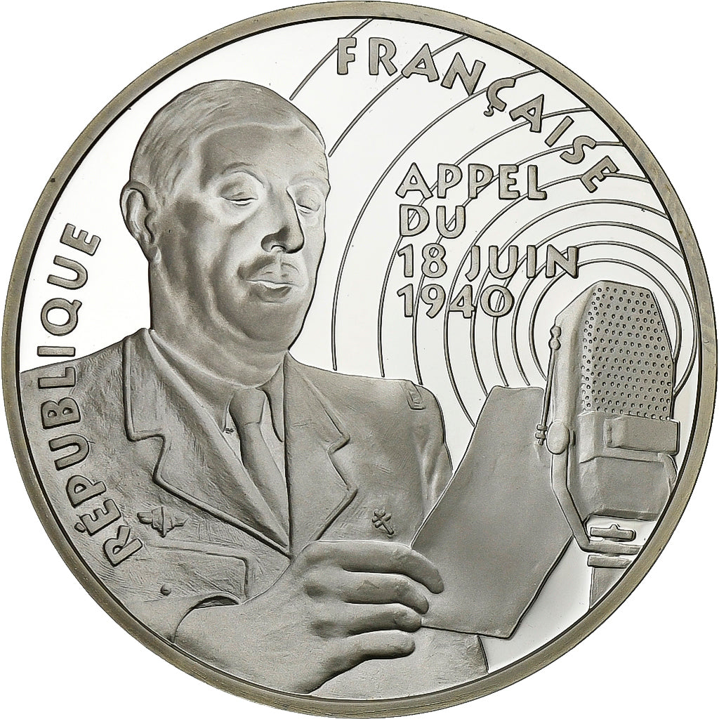 Francja, 100 Francs, Libération - Appel du 18 Juin 1940, 1994, Paris, Srebro