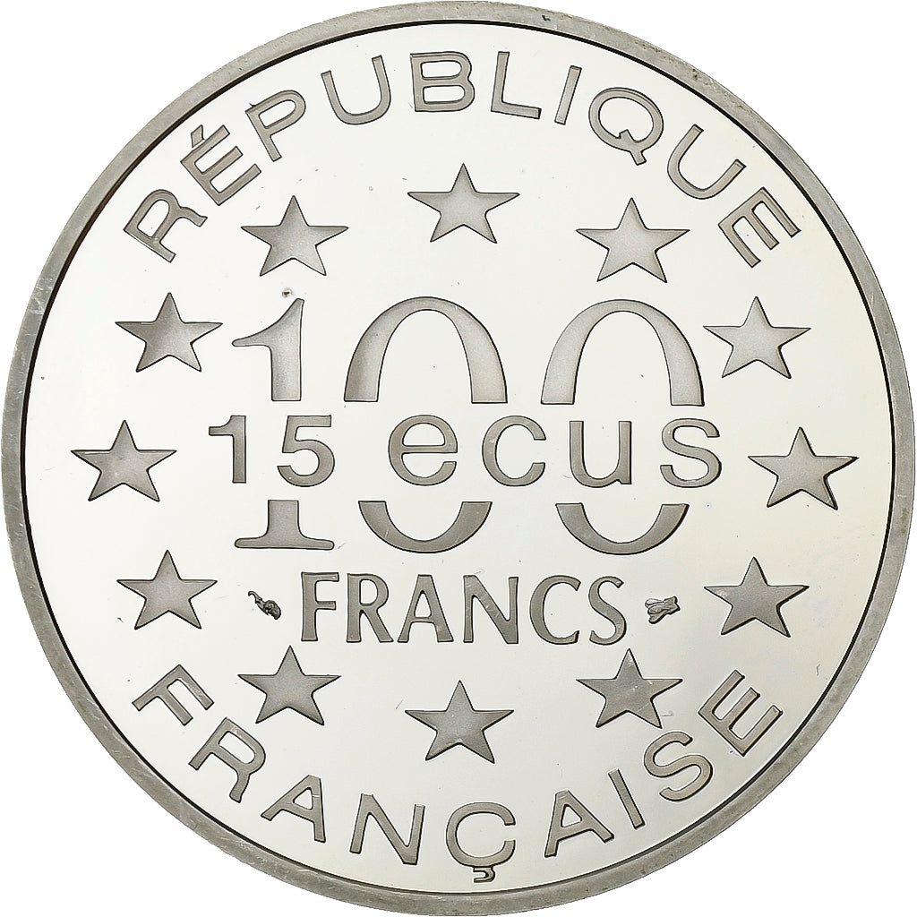 France, 100 Francs-15 Ecus, Greece, Parthenon, 1995, Paris, Silver, MS(65-70)