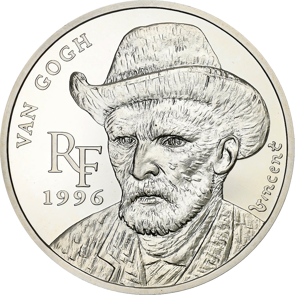 Francja, 10 Francs-1.5 Euro, Van Gogh, 1996, Paris, Srebro, MS(65-70), KM:1147