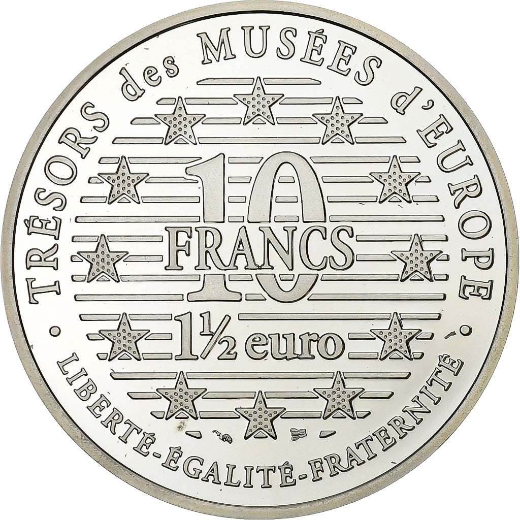 Francja, 10 Francs-1.5 Euro, Van Gogh, 1996, Paris, Srebro, MS(65-70), KM:1147