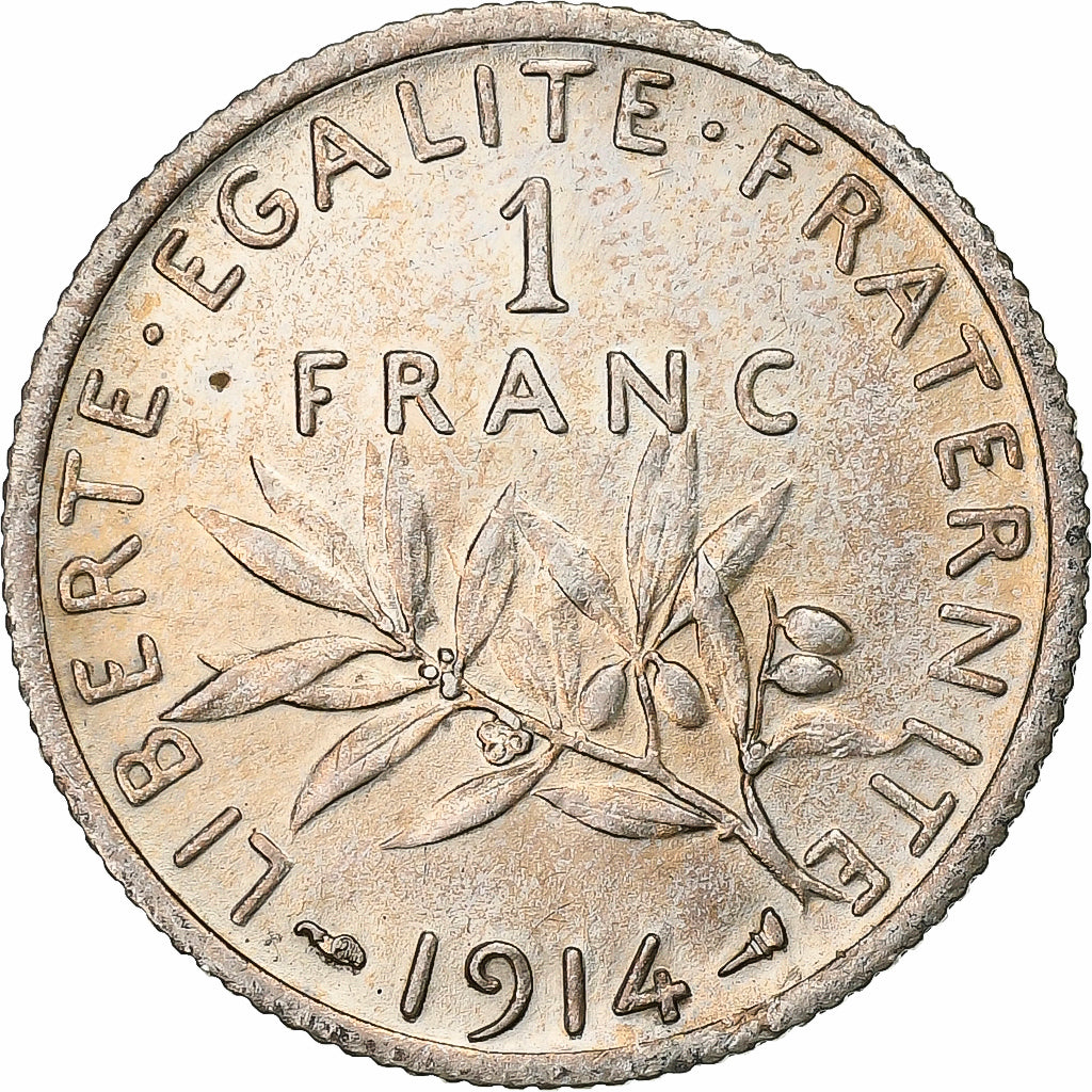 Francia, Franc, Semeuse, 1914, Paris, Argento, BB+, Gadoury:467, KM:844.1