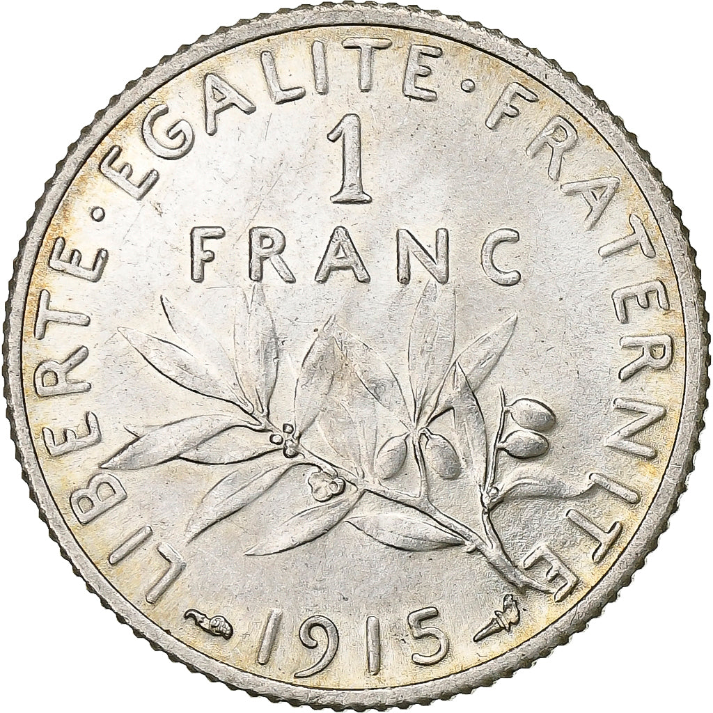 France, Franc, Semeuse, 1915, Paris, Silver, AU(55-58), Gadoury:467, KM:844.1